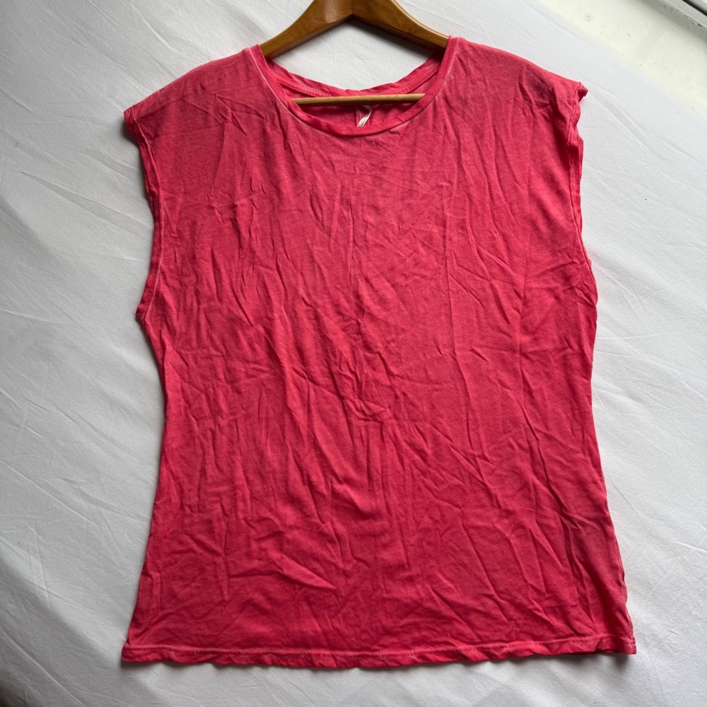 Free People We The Free Pink Cotton Muscle Tee Tank Top OB663617 Large